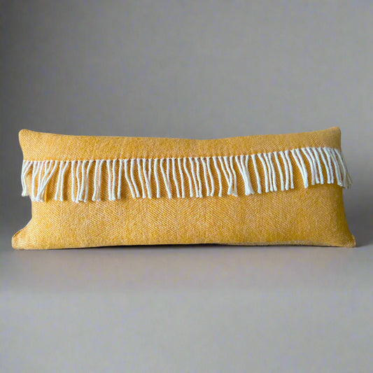Pure Wool Bolster | Mustard w/Fringe