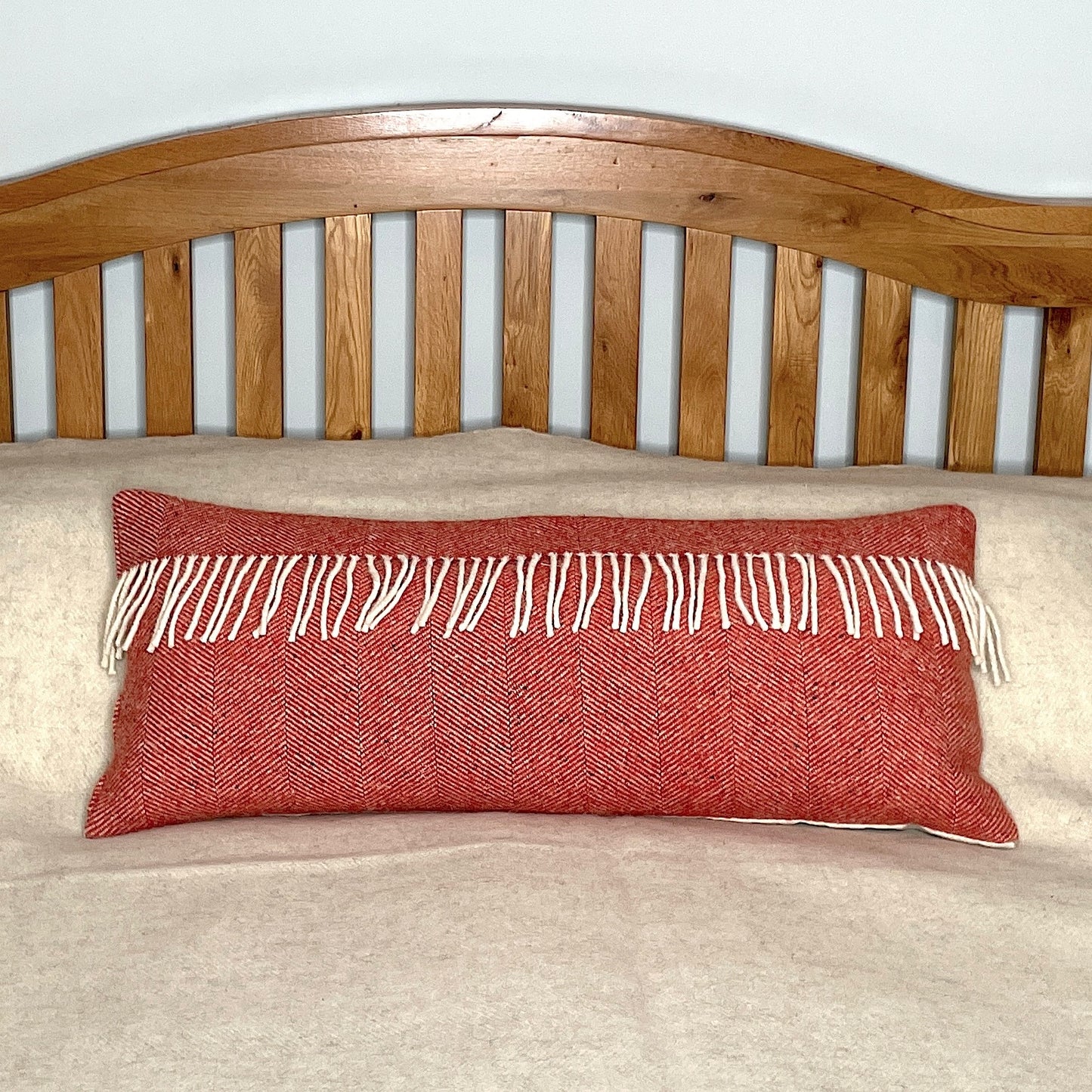 Pure Wool Bolster | Cardinal Red w/Fringe