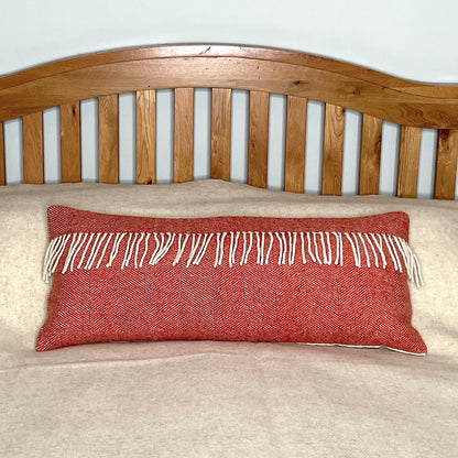 Pure Wool Bolster | Cardinal Red w/Fringe