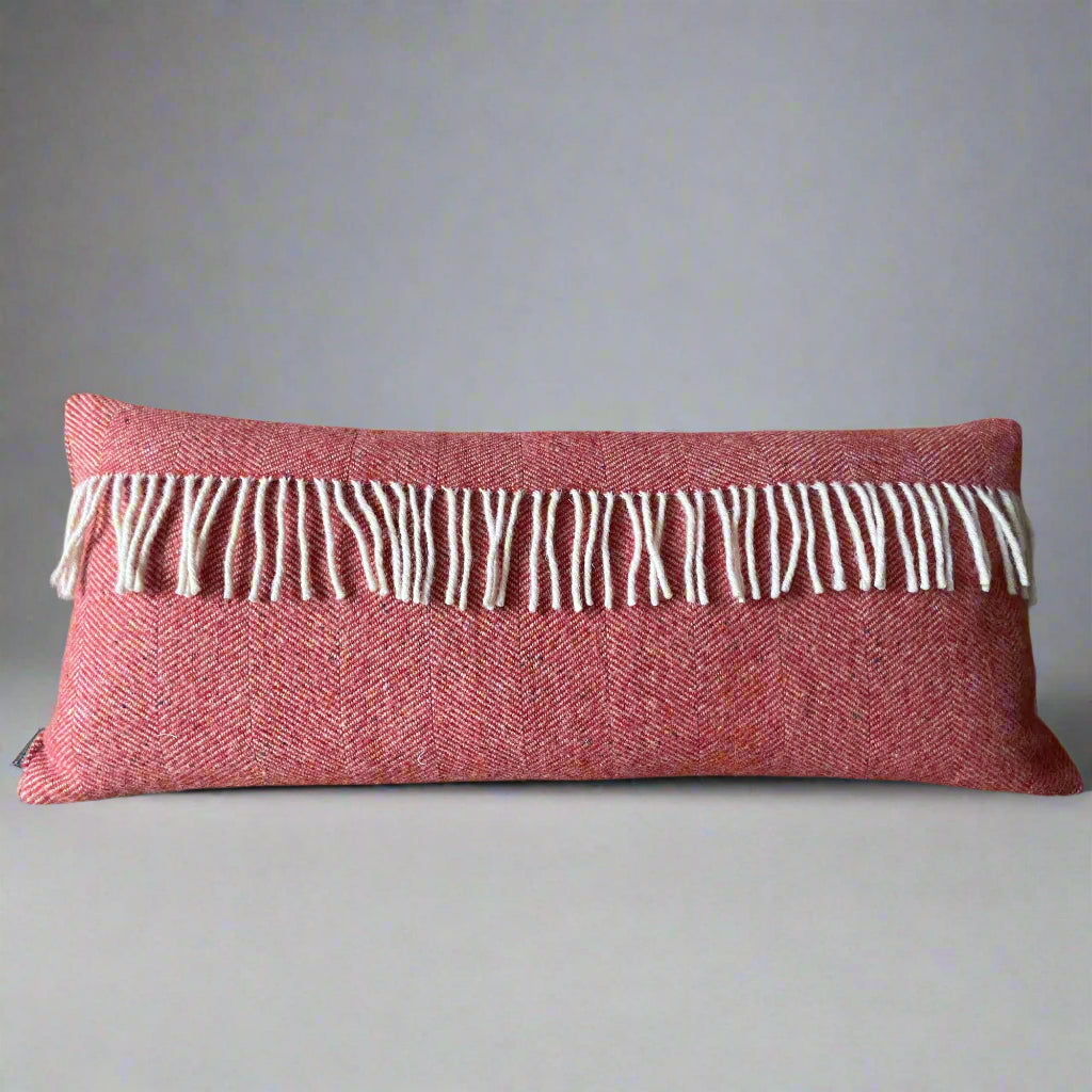 Pure Wool Bolster | Cardinal Red w/Fringe
