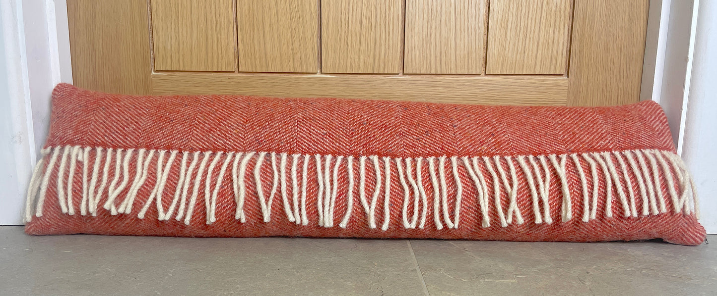 Pure Wool Draught Excluder (Cardinal Red w/Fringe)