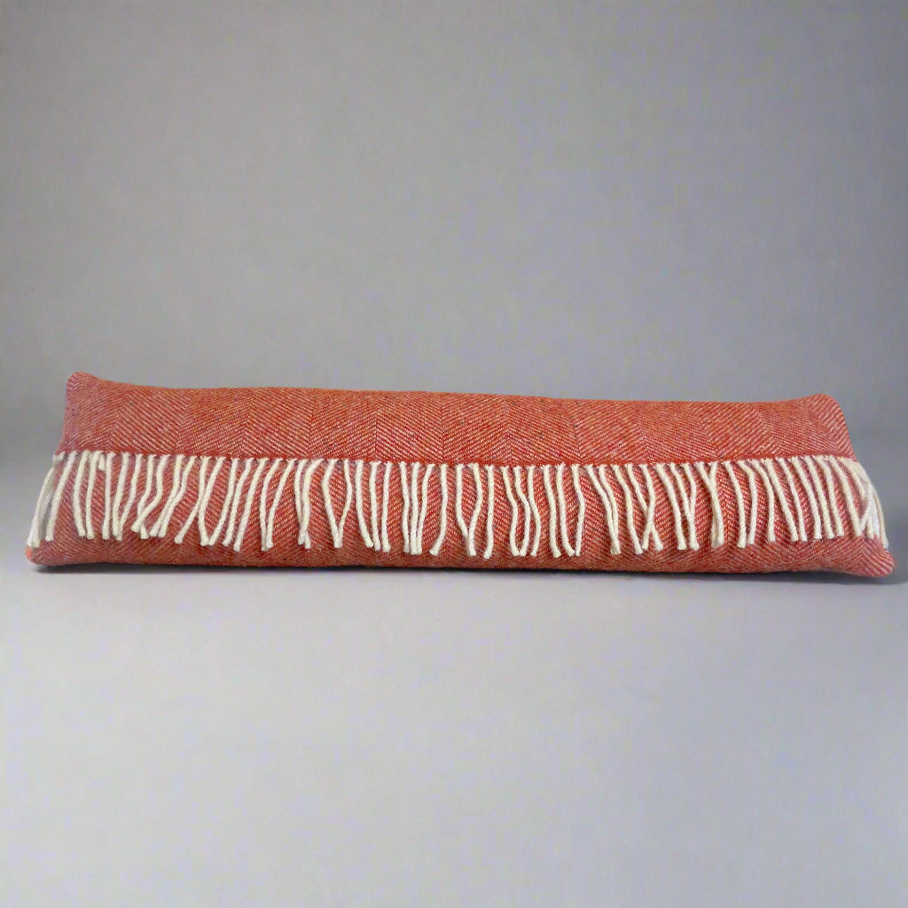 Pure Wool Draught Excluder (Cardinal Red w/Fringe)