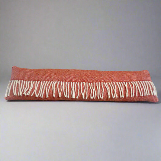 Pure Wool Draught Excluder (Cardinal Red w/Fringe)