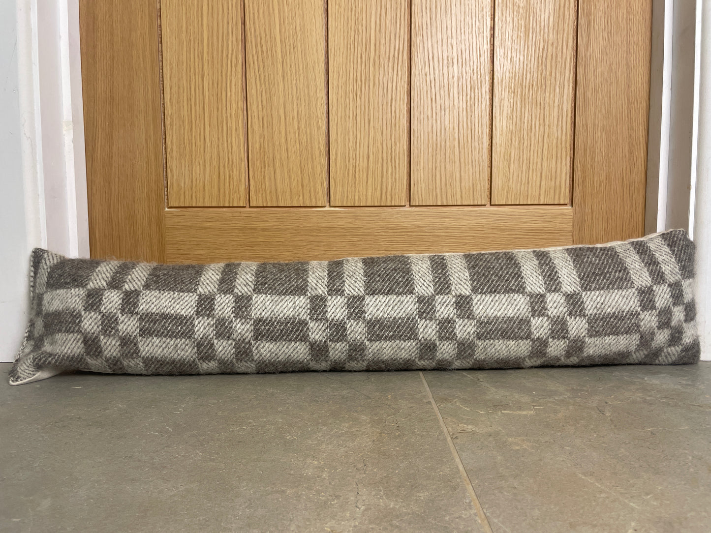 Pure Wool Draught Excluder (Grey Geometric)
