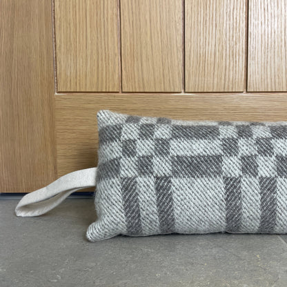 Pure Wool Draught Excluder (Grey Inverse Geometric)
