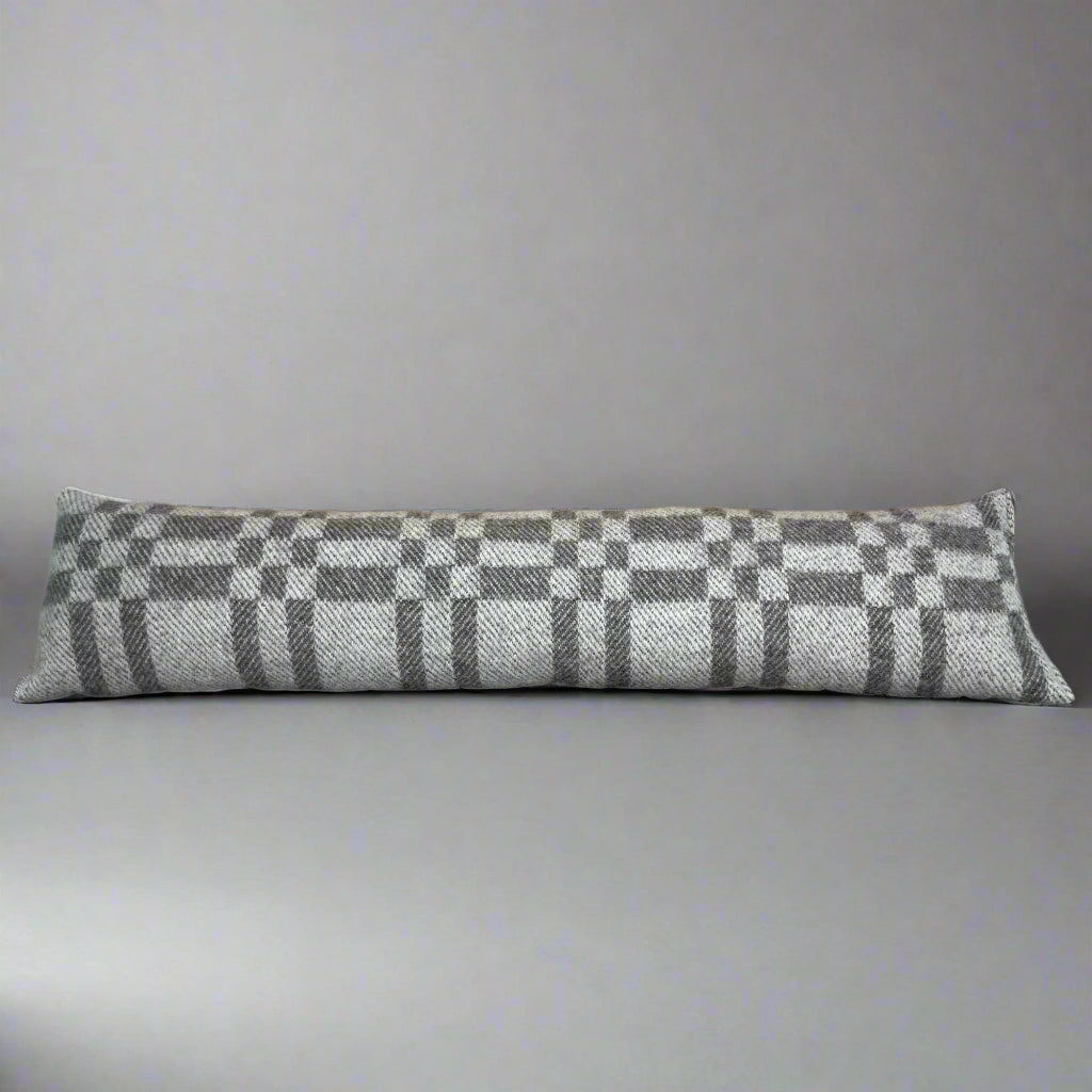 Pure Wool Draught Excluder (Grey Inverse Geometric)