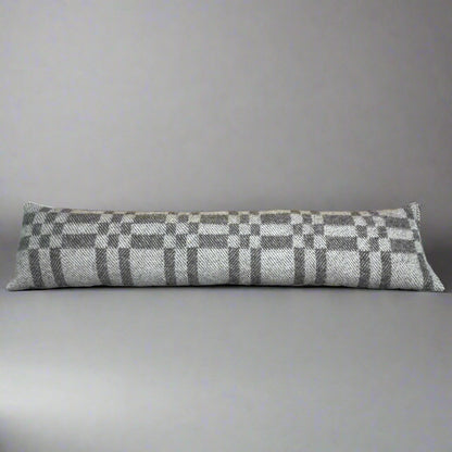 Pure Wool Draught Excluder (Grey Inverse Geometric)