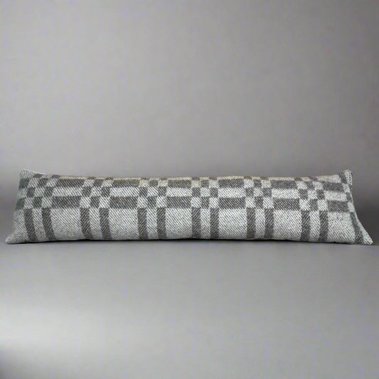 Pure Wool Draught Excluder (Grey Inverse Geometric)