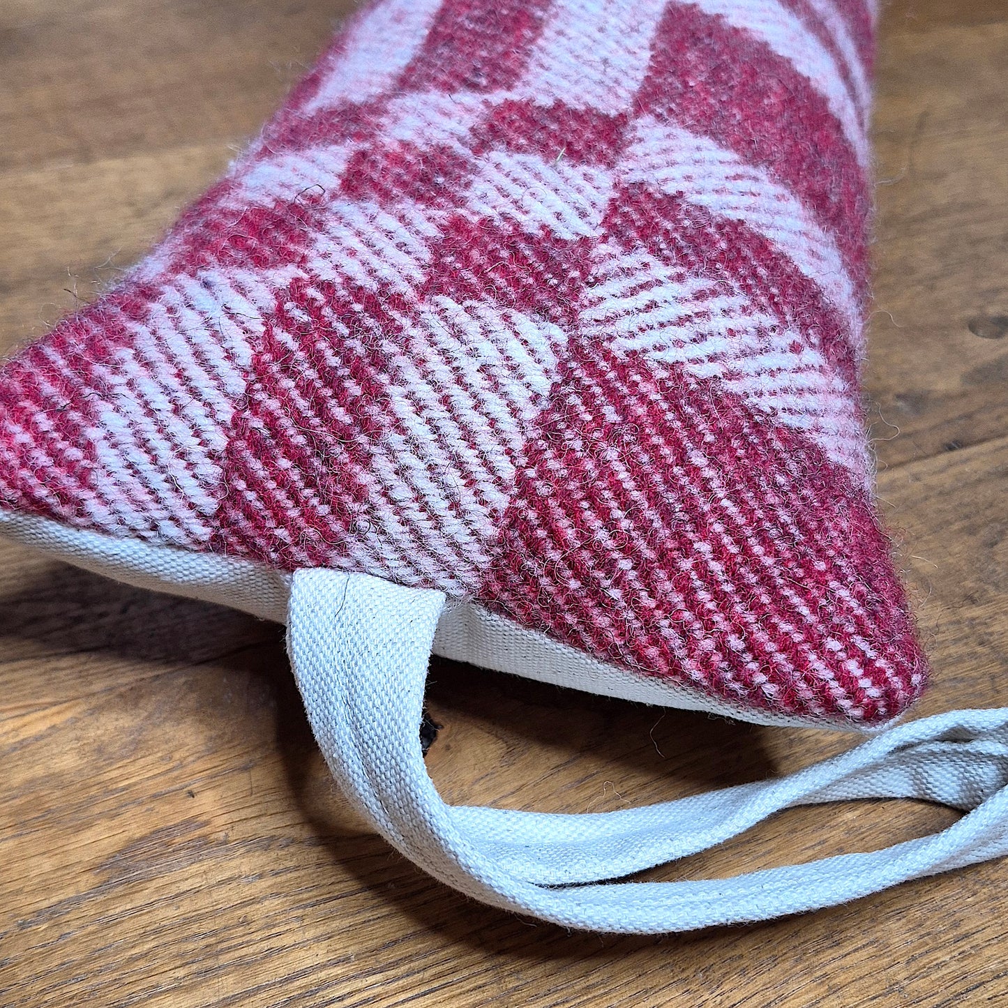 Pure Wool Draught Excluder (Red Geometric)