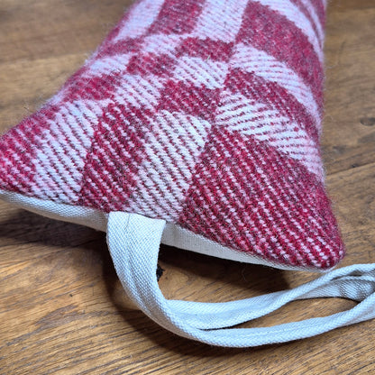 Pure Wool Draught Excluder (Red Geometric)