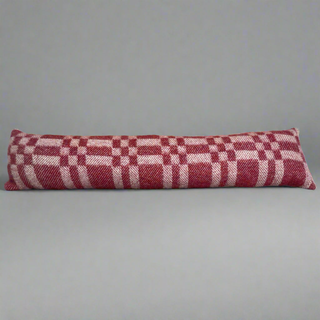 Pure Wool Draught Excluder (Red Geometric)
