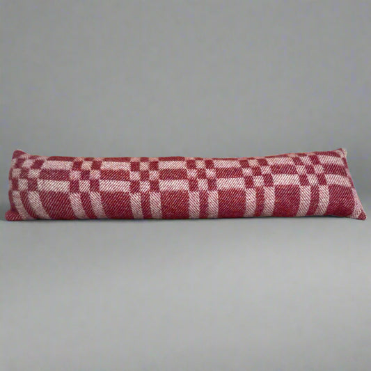 Pure Wool Draught Excluder (Red Geometric)