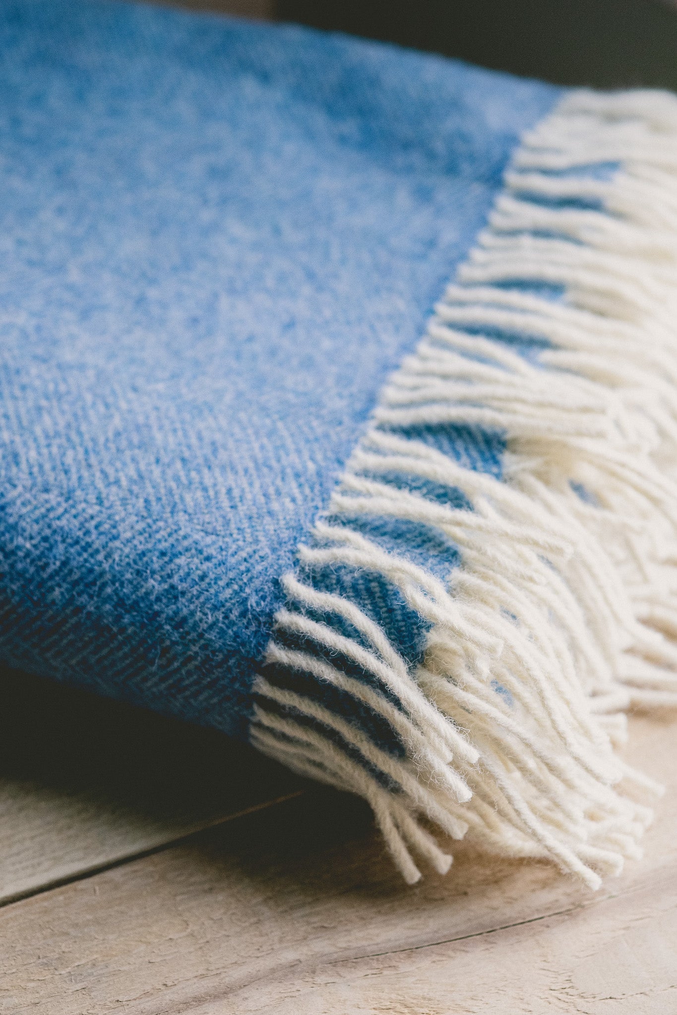 Pure Wool Herringbone Throw Blanket (Sky Blue, Size: 200x146cm)