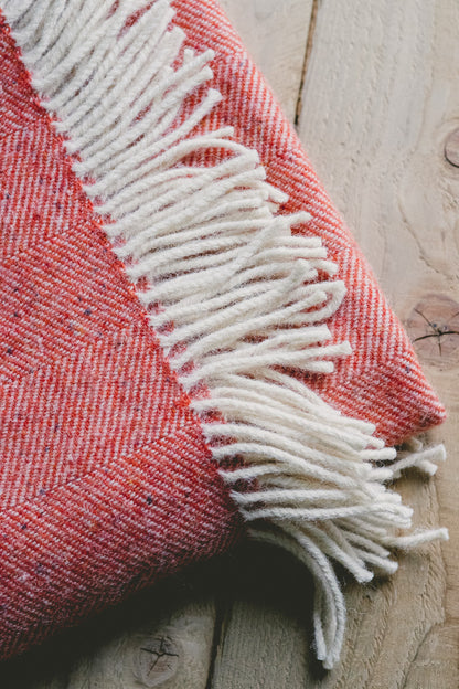Pure Wool Herringbone Throw Blanket (Cardinal Red, Size: 200x146cm)