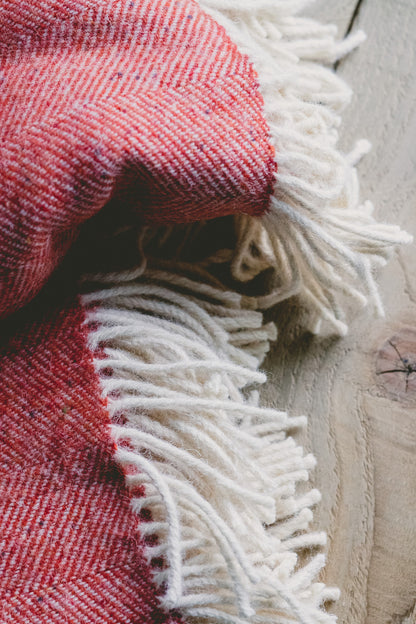 Pure Wool Herringbone Throw Blanket (Cardinal Red, Size: 200x146cm)