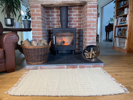 White Pure Wool Rug (Rosie) | Hand Woven in the UK