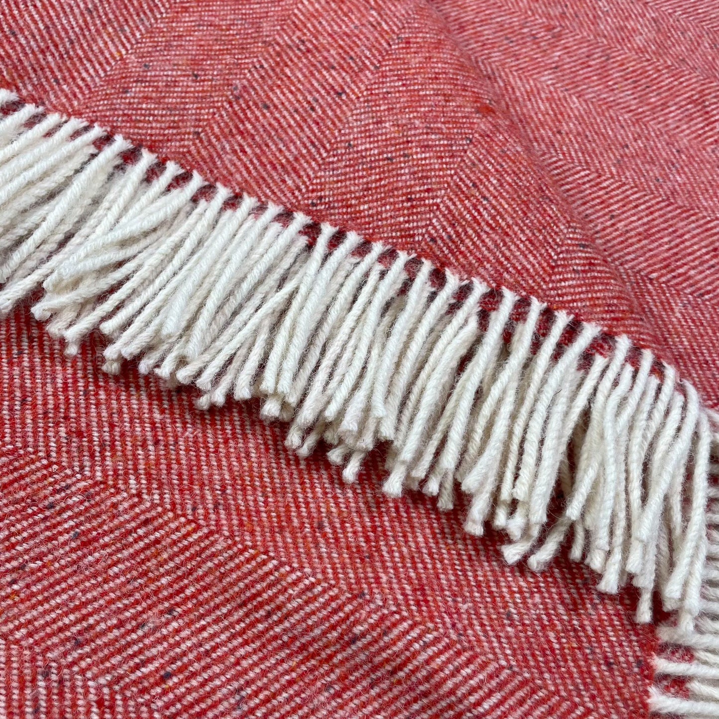 Pure Wool Herringbone Throw Blanket (Cardinal Red, Size: 200x146cm)