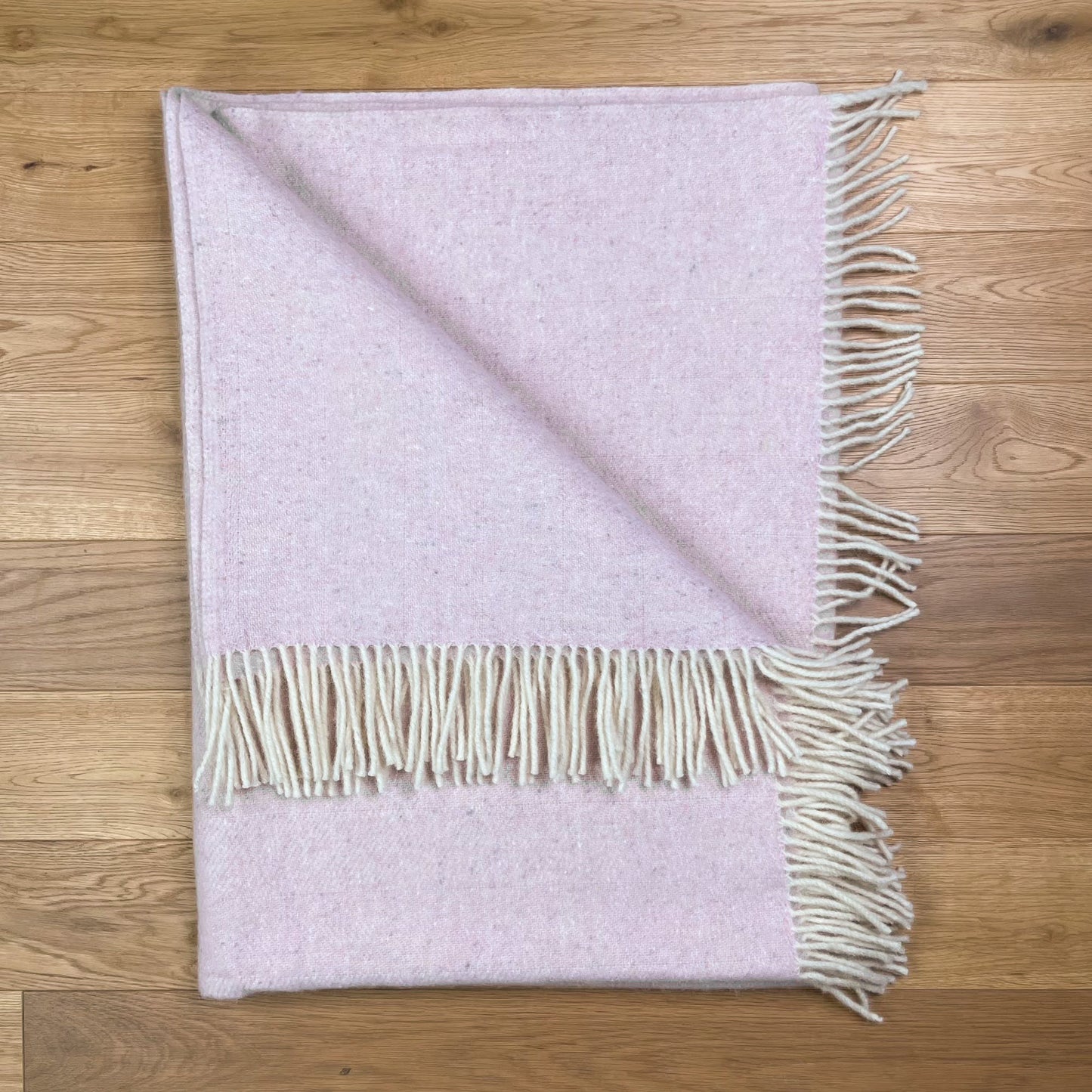 Pure Wool Herringbone Throw Blanket (Pale Rose, Size: 200x146cm)