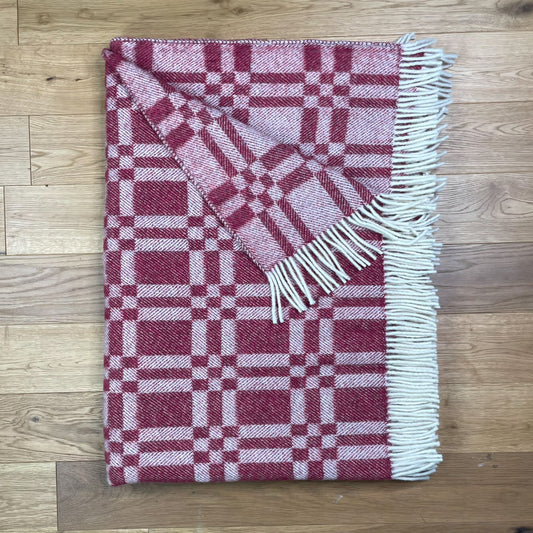 Pure Wool Herringbone Throw Blanket (Deep Red, Size: 210x150cm)