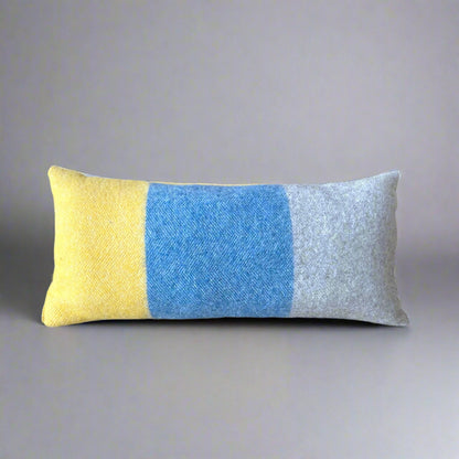 Pure Wool Bolster | Yellow, Blue, Grey