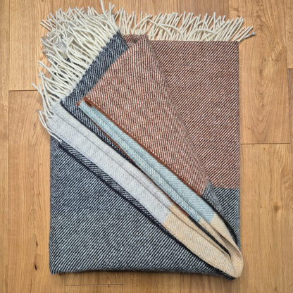 Pure British Wool Blanket Throw | Dartmoor Winter Block Stripe