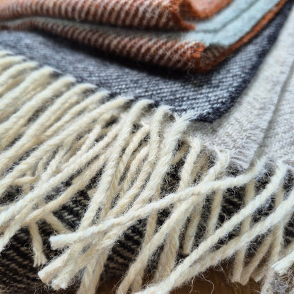 Pure British Wool Blanket Throw | Dartmoor Winter Block Stripe
