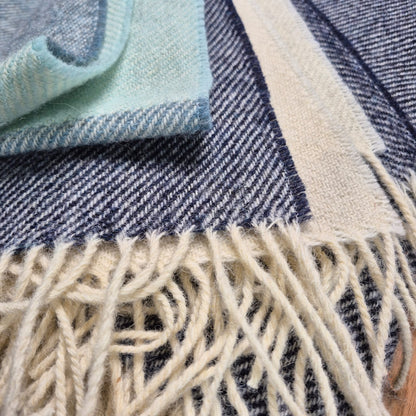 Pure British Wool Blanket Throw | Coastline Block Stripe