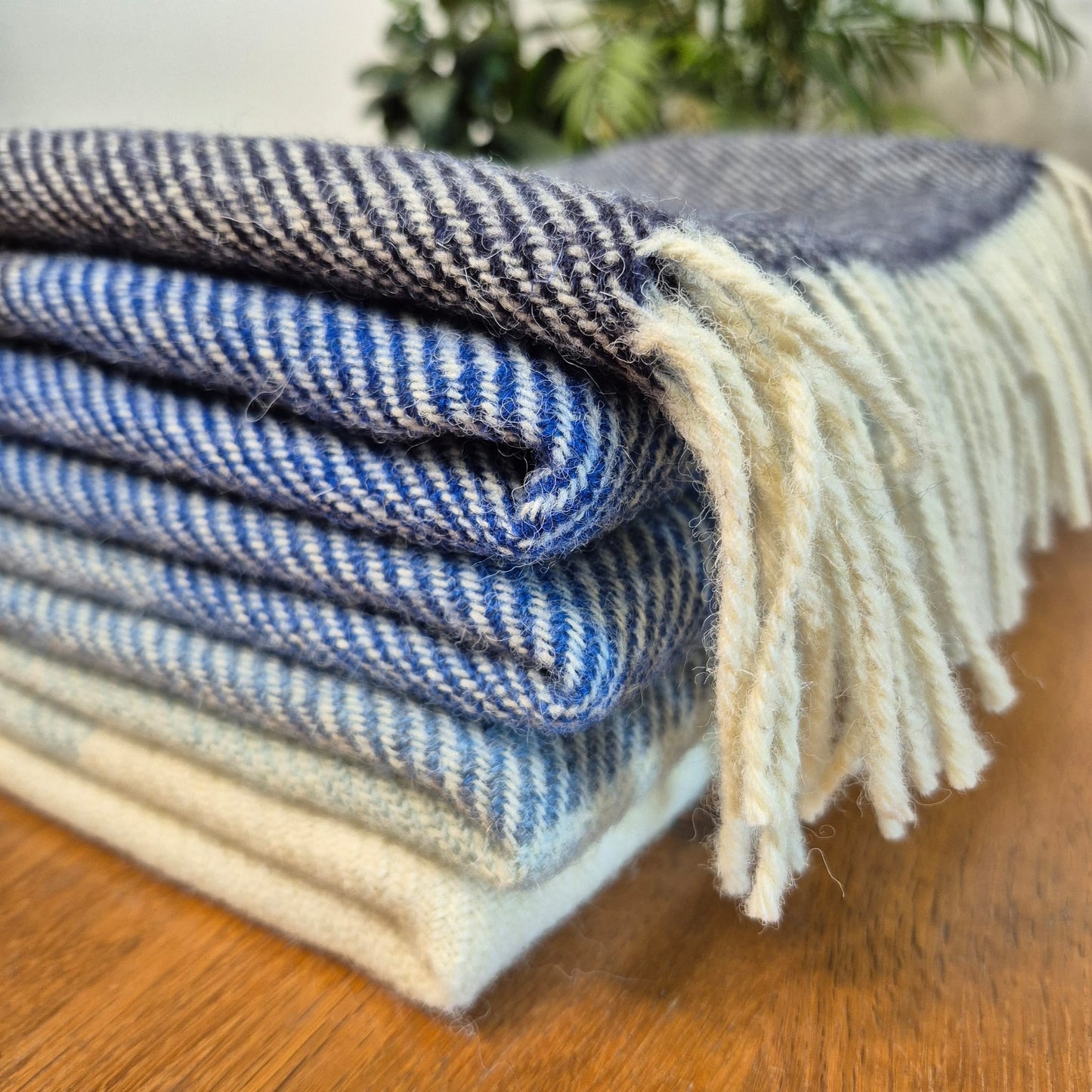 Pure British Wool Blanket Throw | Nautical Block Stripe