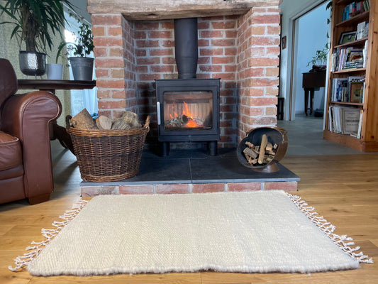 Pure White Wool Rug (Amelia) | Hand Woven in the UK