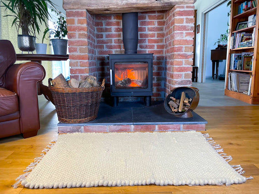 White Pure Wool Rug (Barbara) | Hand Woven in the UK