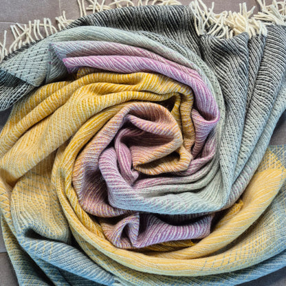 Pure British Wool Blanket Throw | Dartmoor Spring Ombre