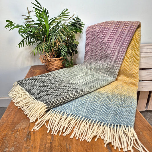Pure British Wool Blanket Throw | Dartmoor Spring Ombre