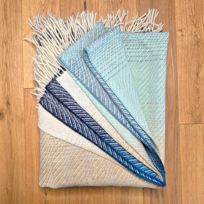 Pure British Wool Blanket Throw | Coastline Ombre