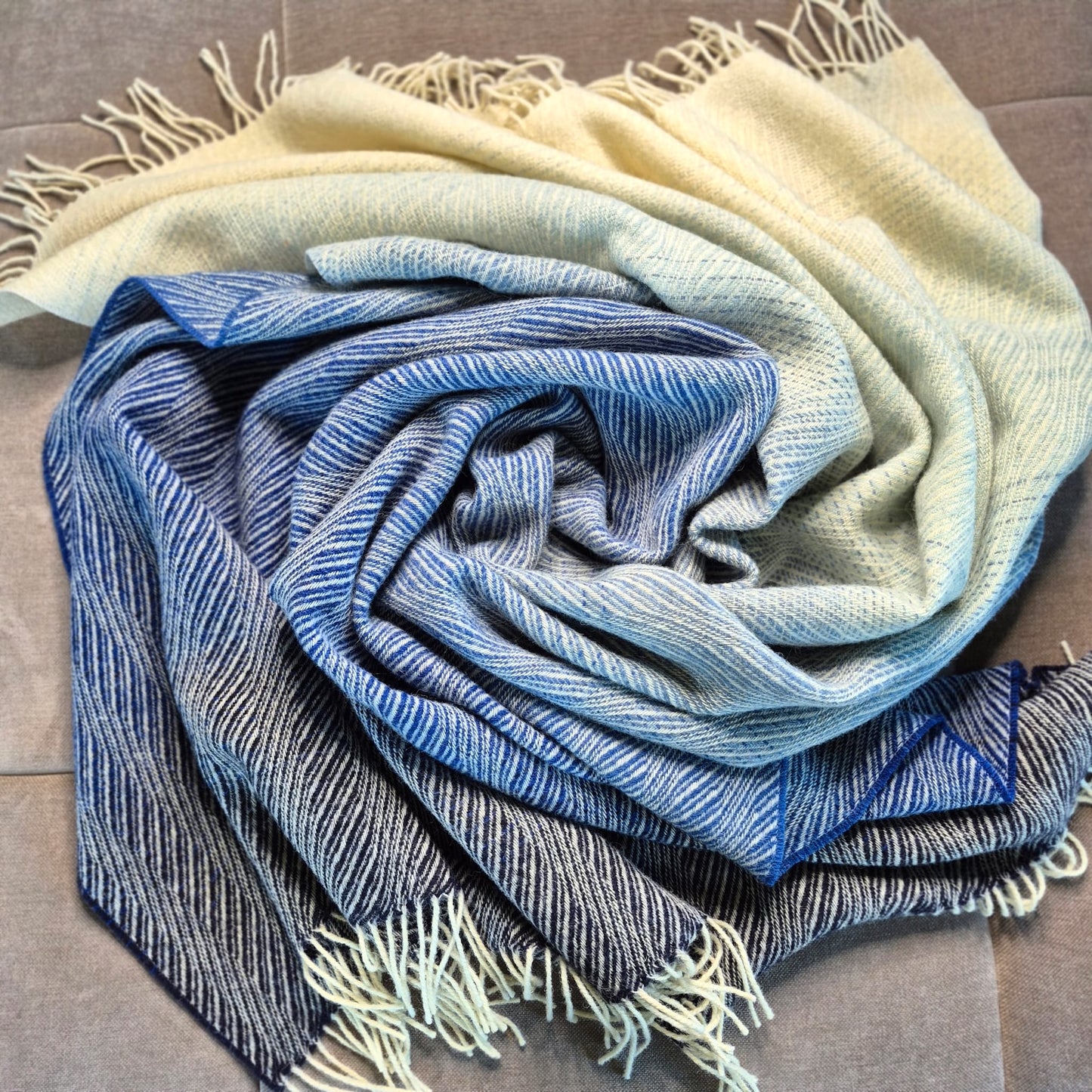 Pure British Wool Blanket Throw | Coastline Ombre