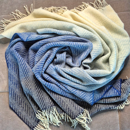 Pure British Wool Blanket Throw | Coastline Ombre