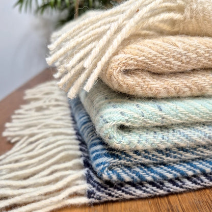 Pure British Wool Blanket Throw | Coastline Ombre