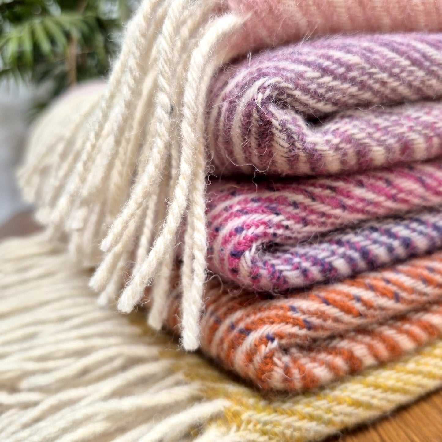 Pure British Wool Blanket Throw | Salcombe Sunset Ombre