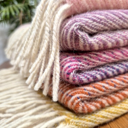 Pure British Wool Blanket Throw | Salcombe Sunset Ombre