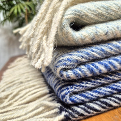 Pure British Wool Blanket Throw | Nautical Ombre