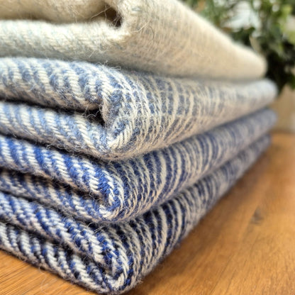 Pure British Wool Blanket Throw | Nautical Ombre