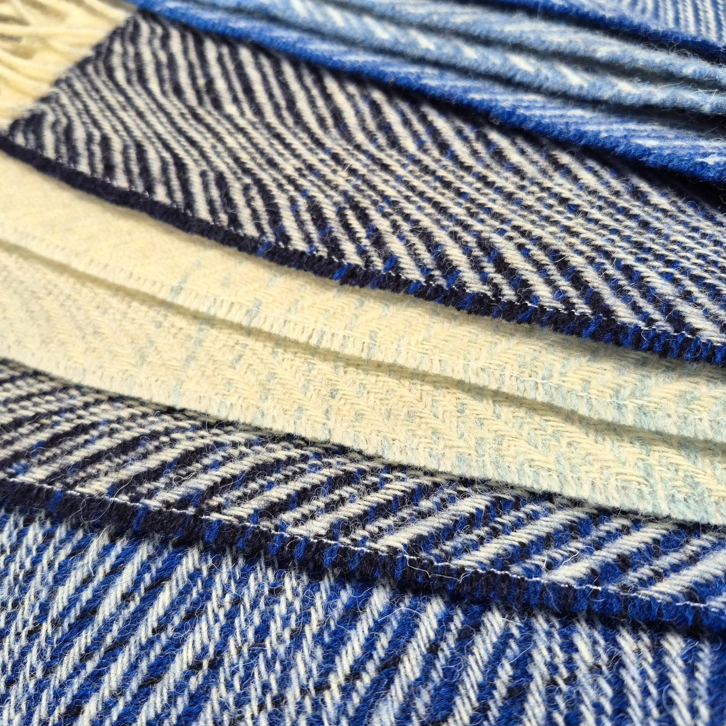 Pure British Wool Blanket Throw | Nautical Ombre