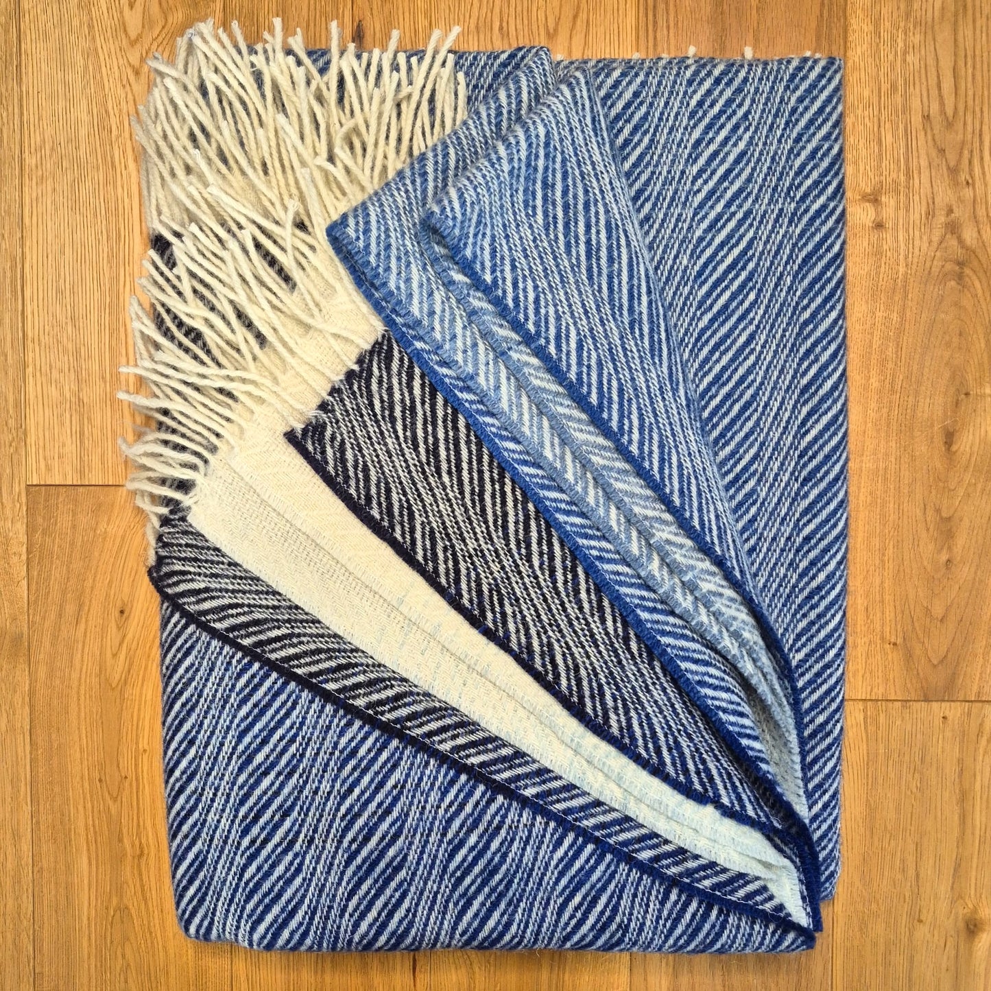Pure British Wool Blanket Throw | Nautical Ombre