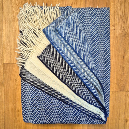 Pure British Wool Blanket Throw | Nautical Ombre