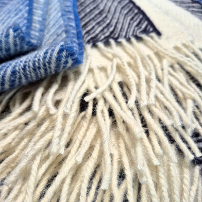 Pure British Wool Blanket Throw | Nautical Ombre