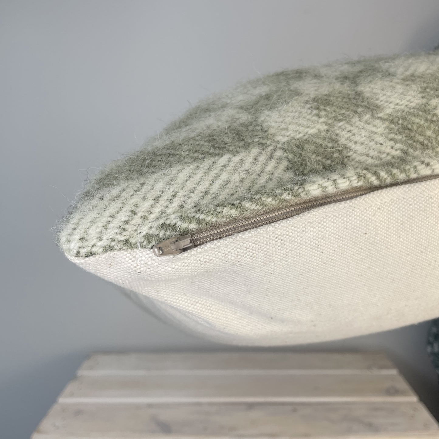 Pure Wool Cushion | Moss Green Geometric