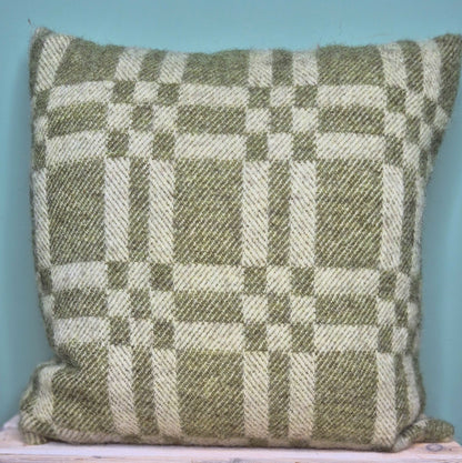 Pure Wool Cushion | Moss Green Geometric