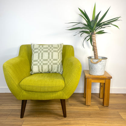 Pure Wool Cushion | Moss Green Inverse Geometric