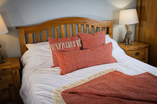 Pure Wool Cushions & Throw Matching Set | Cardinal Red