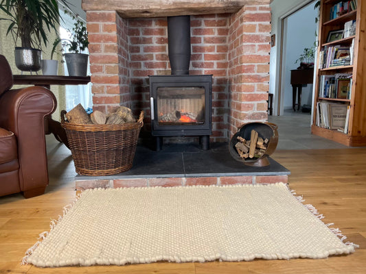 White Pure Wool Rug (Clara) | Hand Woven in the UK
