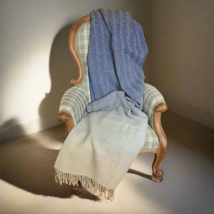 Pure British Wool Blanket Throw | Coastline Ombre
